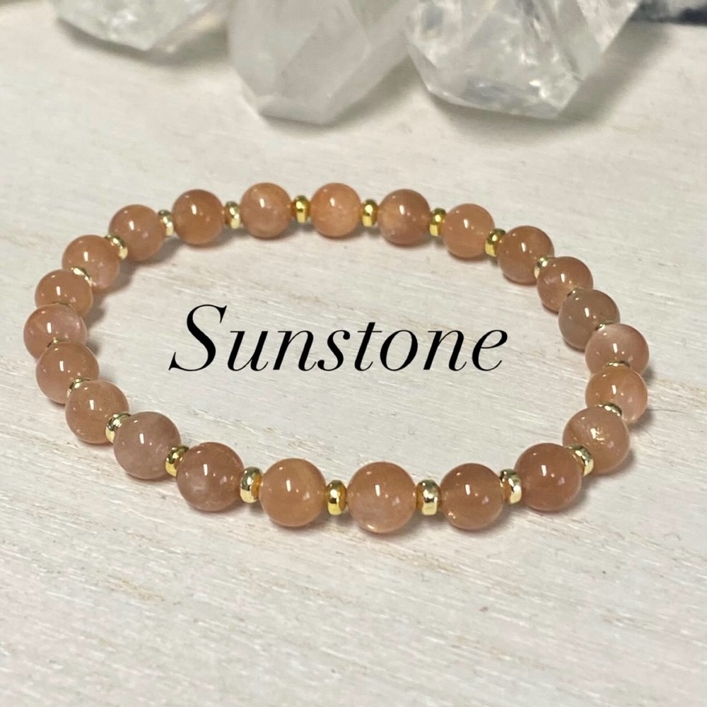 Sunstone Gemstone Stretchy Bracelet - 6mm
